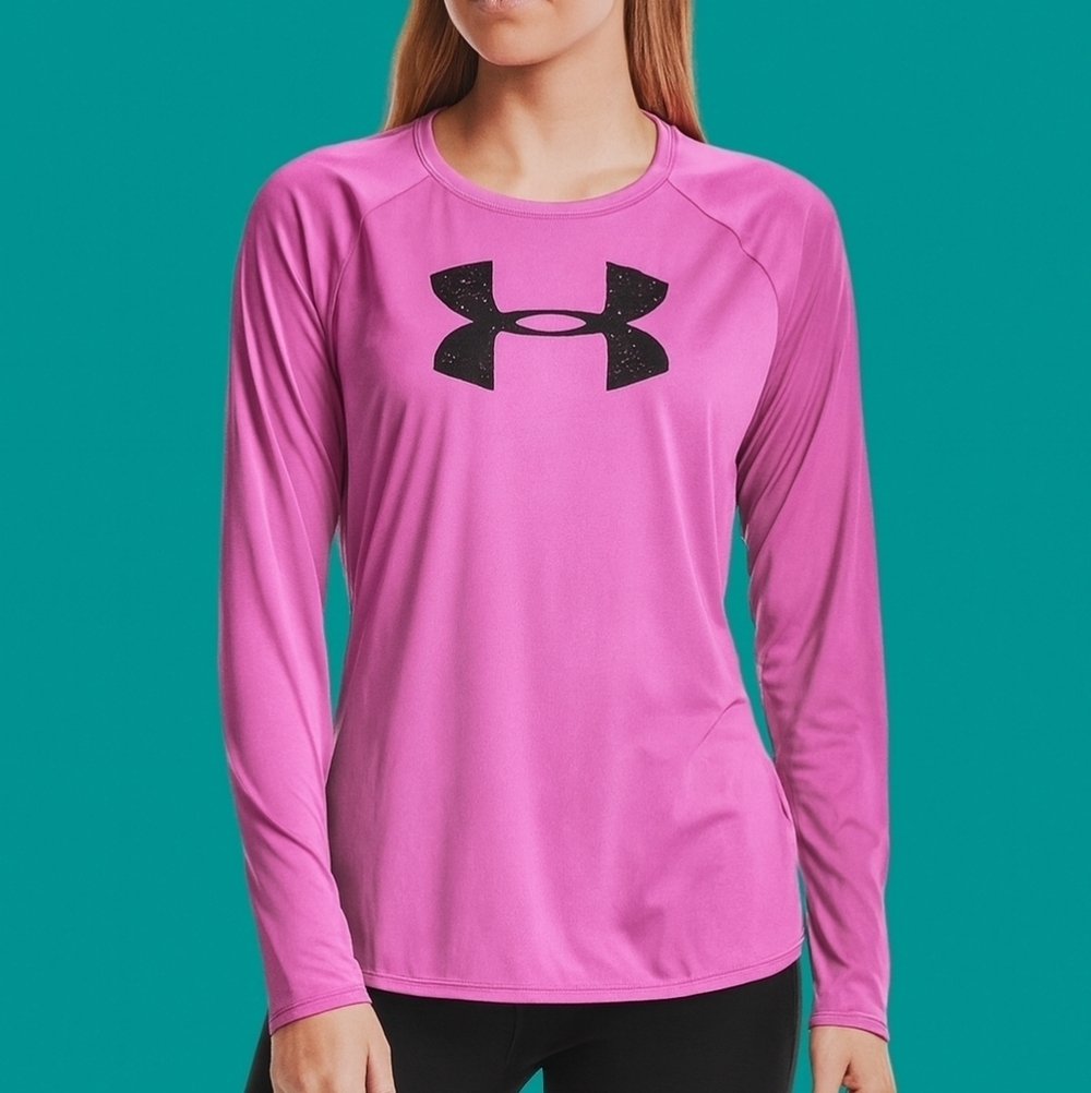 3/$30 UNDER ARMOUR Candy Pink Long Sleeve Heatgear Loose Dri-fit Workout Shirt